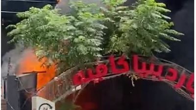 حريق هائل في كافيه بميدان الحصري في أكتوبر | فيديو 