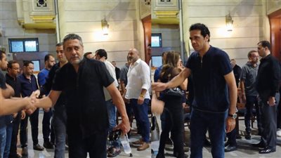 حمزة العيلي وتامر فرج يقدمان واجب العزاء في والدة مصمم المعارك عصام الوريث