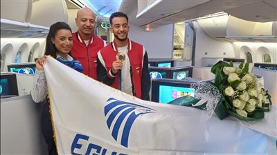 مصر للطيران تحتفل بالبطل المصري محمد السيد الفائز بالميدالية البرونزية في أولمبياد باريس 2024