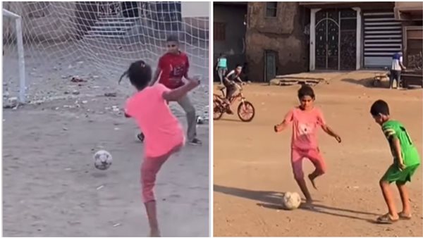 الفتاة لاعبة كرة