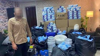 ضبط كميات كبيرة من الكمامات مجهولة المصدر