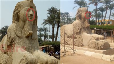بعد البدء في ترميمه.. ننشر الفرق بين حالة تمثال أبو الهول قديمًا وحديثًا | صور