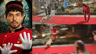 بالصور.. لحظة هجوم الأسد على محمد أنور في كواليس مسلسله الجديد ديبو