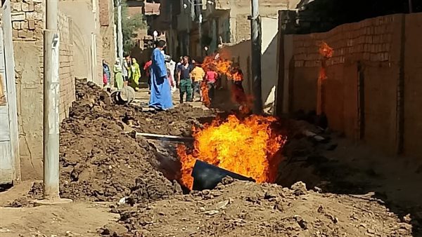 حريق خط غاز بالمنوفية