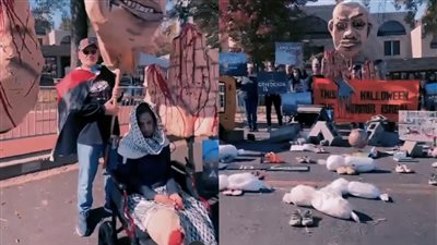 تجسيدا لواقع غزة.. نشطاء يحتفلون بالهالوين أمام السفارة الإسرائيلية في أمريكا