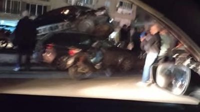 وقوع حادث طريق في شارع اللاسلكي بالمعادي