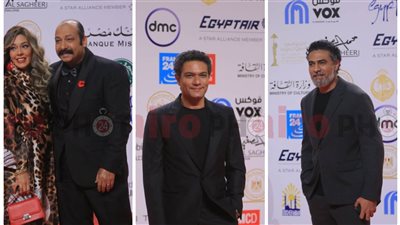 آسر ياسين ومحمد علاء ومحمد ثروت على ريد كاربت مسلسل موعد مع الماضي بمهرجان القاهرة