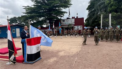 وزير الخارجية يلتقي مع كتيبة الشرطة المصرية المشاركة في مهام حفظ السلام بالكونغو الديمقراطية