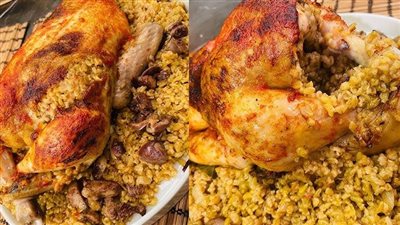 بطعم خرافي.. خطوات عمل فراخ بالفريك بحشوة مشطشطة