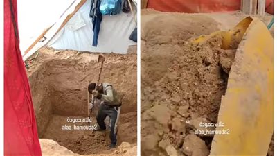 لحمايتهم من برودة الشتاء.. فلسطيني يصنع خيمة لأسرته تحت الأرض