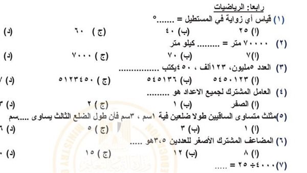 نماذج امتحانات الصف