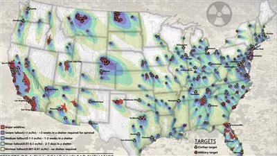 خريطة علمية تكشف حجم الدمار المحتمل في أمريكا جراء وقوع هجوم نووي