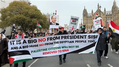 دعمًا لموقف الرئيس السيسي.. المصريون في لندن يعلنون رفض تهجير الفلسطينيين