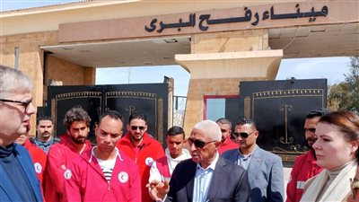 محافظ شمال سيناء والسفير الهولندي بالقاهرة يتفقدان شاحنات المساعدات أمام معبر رفح البري 