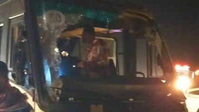 انقلاب أتوبيس تابع لشركة بترول على طريق مطروح سيوة ووقوع إصابات