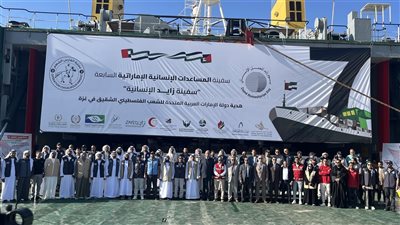 ميناء العريش البحري يستقبل سفينة إماراتية تحمل مواد غذائية لغزة 