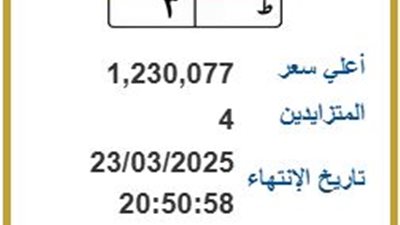 ط 3.. لوحة مرور مميزة بسعر تخطى 1.2 مليون جنيه
