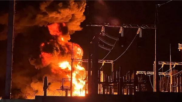 حريق مستودع روسي