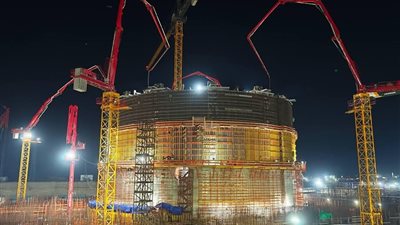 الانتهاء من صب المرحلة الأولى لوعاء الاحتواء الداخلي بالمفاعل الثاني لمشروع الضبعة النووي