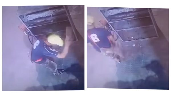 شاب يعتدي على قطة