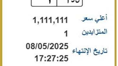 ن د أ 1.. طرح مزاد على لوحة مرور مميزة بسعر 1،1 مليون جنيه