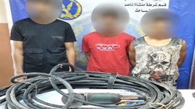 ضبط المتهمين بسرقة كابلات كهربائية خاصة بإنارة الطريق العام بمنشأة ناصر 