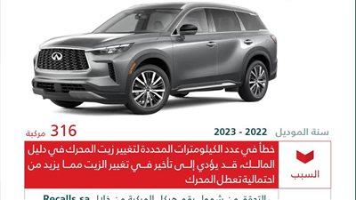 التجارة السعودية: استدعاء 316 سيارة إنفينيتي لهذا السبب
