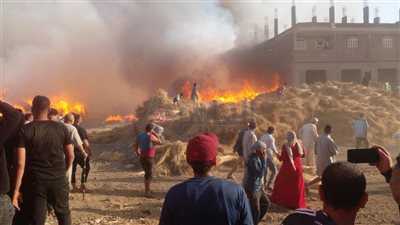 كلاكيت تاني مرة.. حريق كبير في شونة كتان بسمنود بالغربية والدفع بـ 6 سيارات إطفاء 