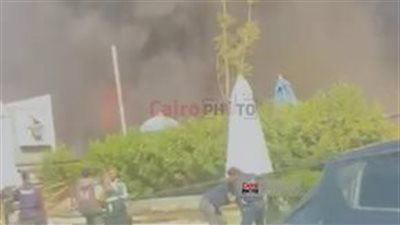 حريق في كافيه على طريق وصلة دهشور بجوار محطة بنزين