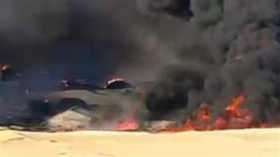 تفحم 3 جثث في حادث اشتعال سيارة مواد بترولية بعد اصطدامها على طريق الواحات