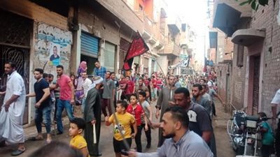 مسيرات لأهالي قرية بالمنوفية للاحتفال بذكرى المولد النبوي (صور)