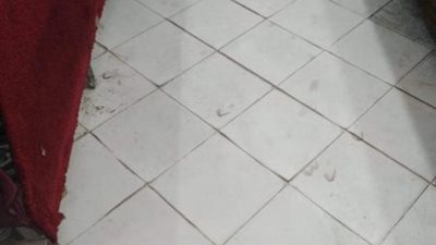 سنتر للملابس بقنا يضع صور ماكرون على أرضيته كإجراء احترازي لكورونا