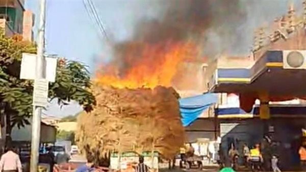 حريق حمولة كتان بالسنطة