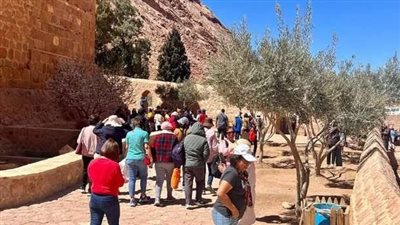 رغم غلق الدير للصلوات.. 237 سائحا في زيارة إلى مدينة سانت كاترين لتسلق جبل موسى