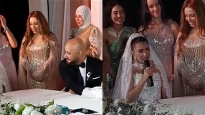 بكاء الكاتبة نورهان أبو بكر لحظة عقد قرانها على الروائي محمد صادق