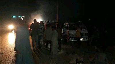 إصابة 10 عمال في حادث انقلاب ميكروباص وردية على طريق كفر داود ـ السادات 