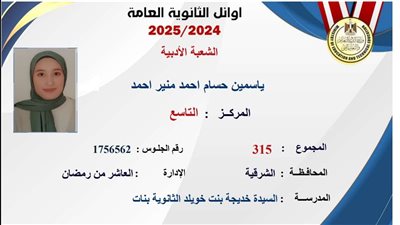 أول تعليق من والدة التاسعة على الجمهورية في الثانوية العامة بمحافظة الشرقية
