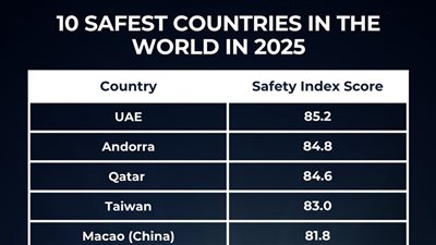 الإمارات تتصدر قائمة أكثر 10 دول أمانًا في العالم لعام 2025