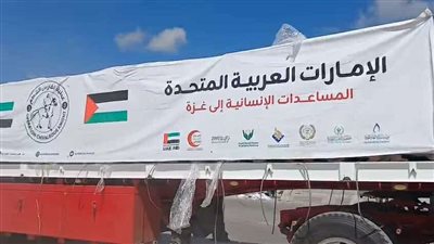 عبور 20 شاحنة مساعدات إماراتية معبر رفح البري دعما لغزة 