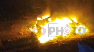 إصابة 5 سوريين إثر اشتعال سيارة ملاكي سقطت من أعلى طريق الضبعة بأكتوبر