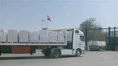 عبور 21 شاحنة مساعدات إماراتية معبر رفح تمهيدًا لدخولها غزة