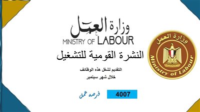 برواتب 12 ألف جنيه.. وزارة العمل تعلن عن وظائف جديدة خلال شهر سبتمبر