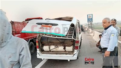 إصابة 9 أشخاص إثر تصادم 3 سيارات على طريق بنها الحر في القليوبية | صور