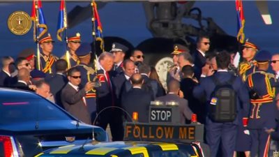 الرئيس السيسي يستقبل ترامب في مطار شرم الشيخ الدولي 