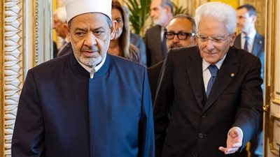 شيخ الأزهر للرئيس الإيطالي: ننتظر إعلان إيطاليا الاعتراف بدولة فلسطين