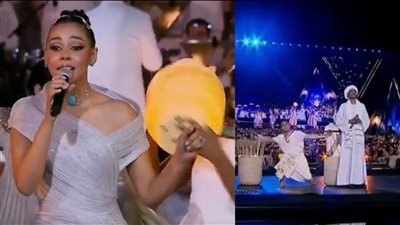 المطرب النوبي أحمد إسماعيل وحنين الشاطر يغنيان في حفل افتتاح المتحف المصري الكبير