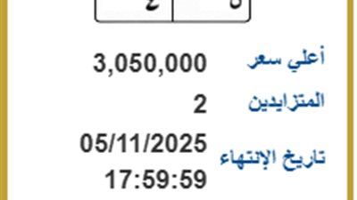 ن 4.. مزاد على لوحة مرور مميزة بسعر يتخطى 3 ملايين جنيه