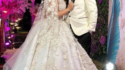 تفاصيل فستان زفاف هنادي مهنا.. استغرق 7 أشهر وبه 49 ألف وردة