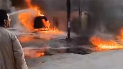 حريق في سيارة نقل مواد بترولية بقرية العزازي بالشرقية