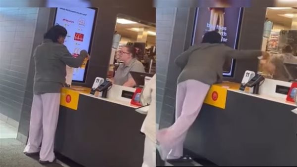 امرأة تلقي القهوة